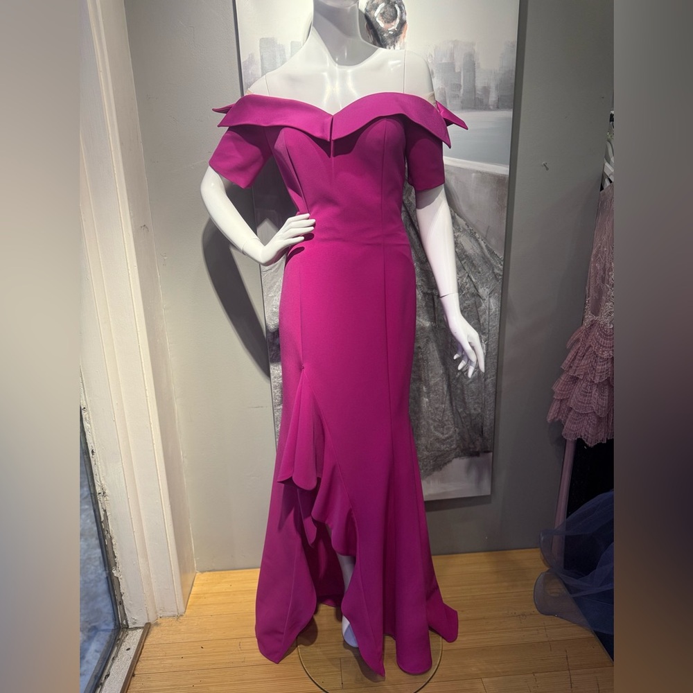 Chic Asymmetrical Off-Shoulder Magenta Dress